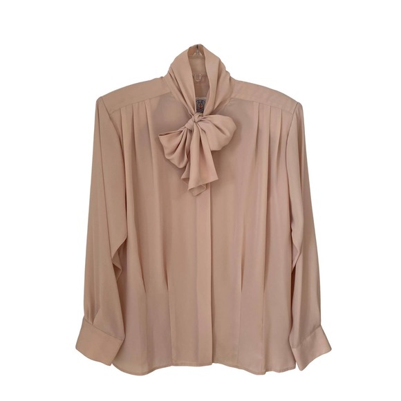 J G Hook Tops - Vintage Polyester Tie Blouse - 80's! Great Condition! FREE SHIPPING!